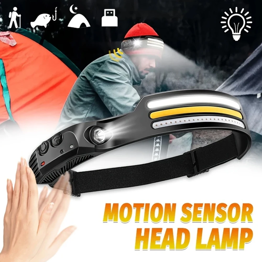 Fishing Headlamp - Перезаряжаемый светодиодный индукционный налобный фонарь COB