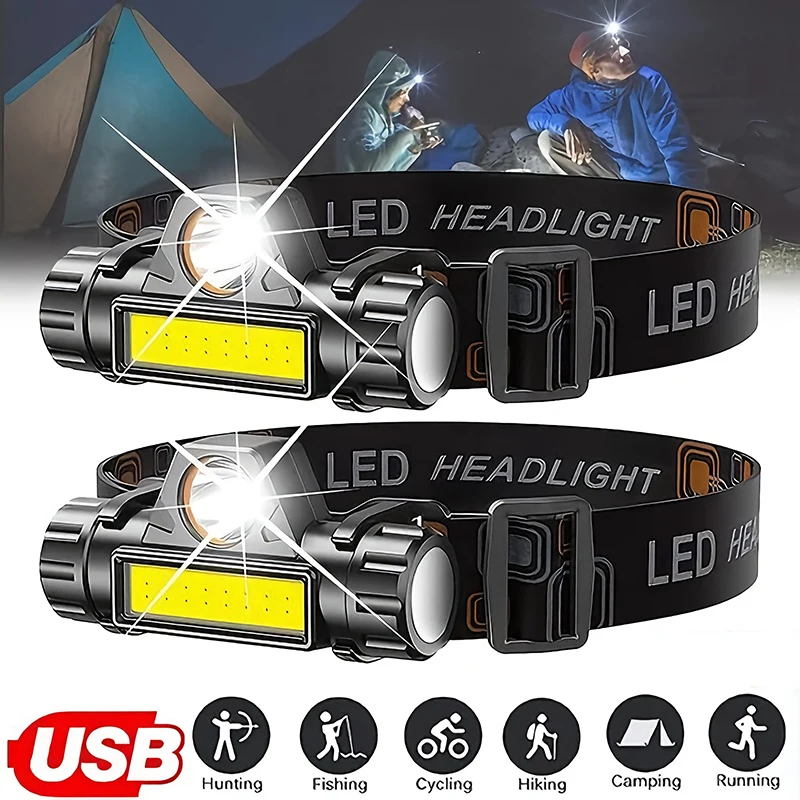 Fishing Headlamp - Перезаряжаемый COB светодиодный USB налобный фонарь