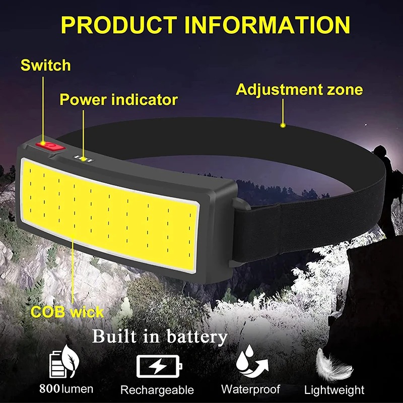 Мощный налобный фонарь COB LED – обзор и цена Fishing Headlamp